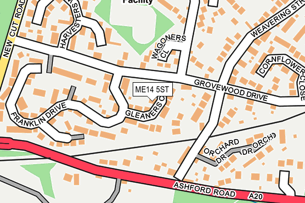 ME14 5ST map - OS OpenMap – Local (Ordnance Survey)
