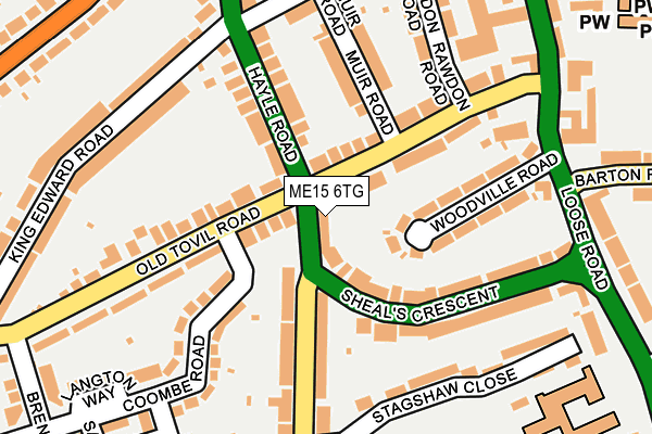 ME15 6TG map - OS OpenMap – Local (Ordnance Survey)