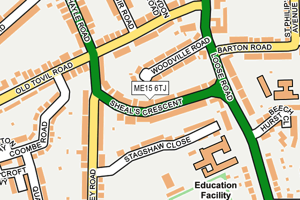 ME15 6TJ map - OS OpenMap – Local (Ordnance Survey)