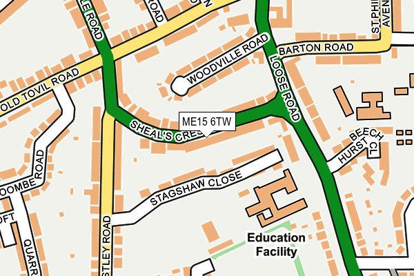 ME15 6TW map - OS OpenMap – Local (Ordnance Survey)