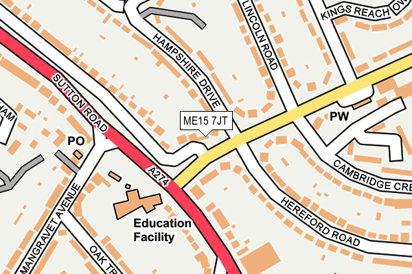 ME15 7JT map - OS OpenMap – Local (Ordnance Survey)