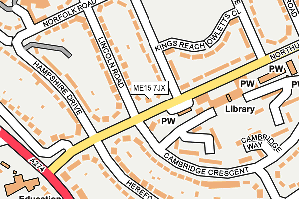 ME15 7JX map - OS OpenMap – Local (Ordnance Survey)