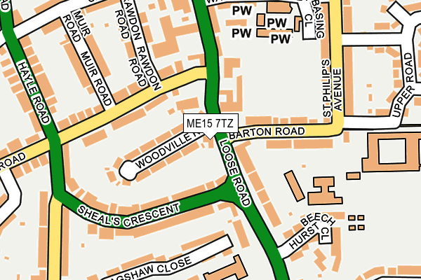 ME15 7TZ map - OS OpenMap – Local (Ordnance Survey)