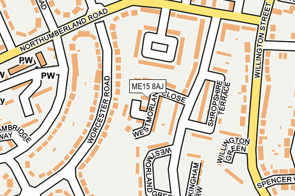 ME15 8AJ map - OS OpenMap – Local (Ordnance Survey)