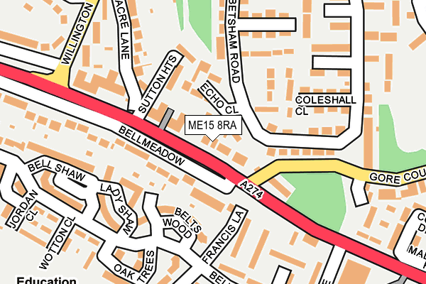ME15 8RA map - OS OpenMap – Local (Ordnance Survey)