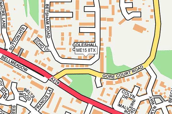 ME15 8TX map - OS OpenMap – Local (Ordnance Survey)