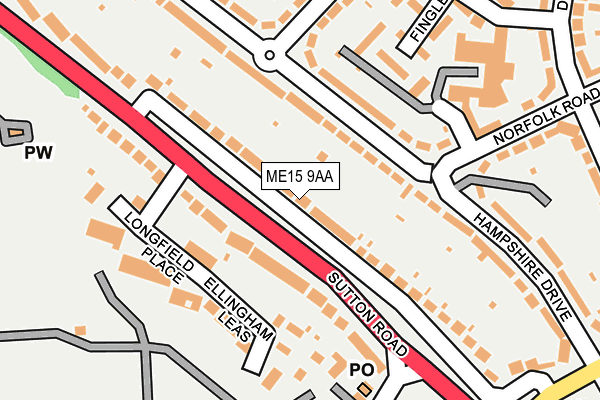 ME15 9AA map - OS OpenMap – Local (Ordnance Survey)