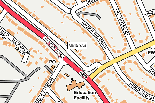 ME15 9AB map - OS OpenMap – Local (Ordnance Survey)