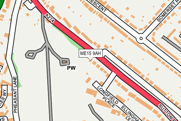 ME15 9AH map - OS OpenMap – Local (Ordnance Survey)