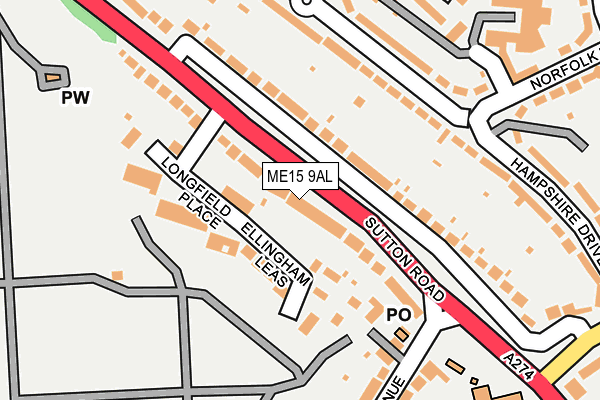 ME15 9AL map - OS OpenMap – Local (Ordnance Survey)