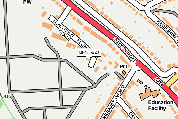 ME15 9AQ map - OS OpenMap – Local (Ordnance Survey)
