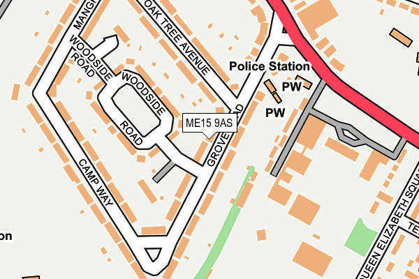 ME15 9AS map - OS OpenMap – Local (Ordnance Survey)