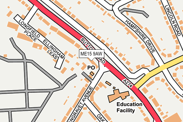 ME15 9AW map - OS OpenMap – Local (Ordnance Survey)
