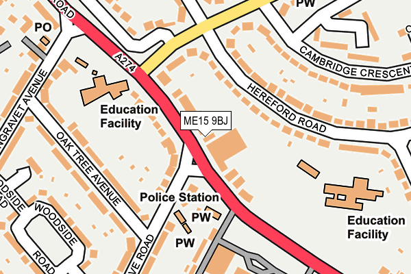ME15 9BJ map - OS OpenMap – Local (Ordnance Survey)