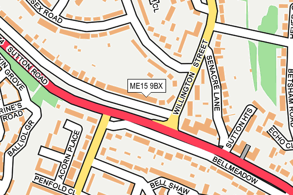 ME15 9BX map - OS OpenMap – Local (Ordnance Survey)