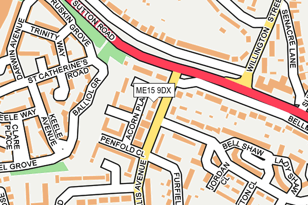 ME15 9DX map - OS OpenMap – Local (Ordnance Survey)