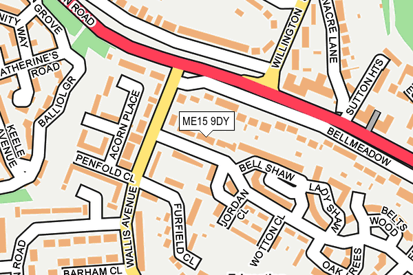 ME15 9DY map - OS OpenMap – Local (Ordnance Survey)