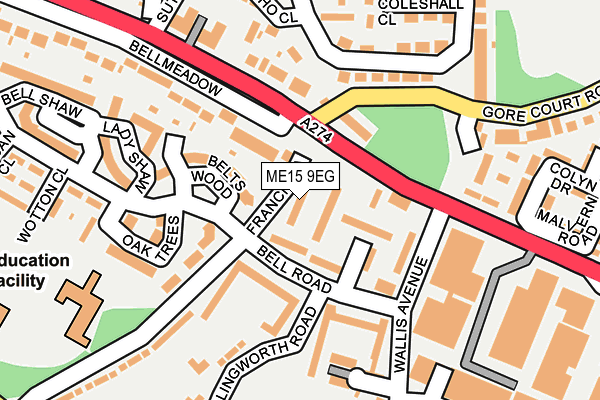 ME15 9EG map - OS OpenMap – Local (Ordnance Survey)