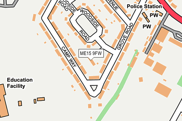ME15 9FW map - OS OpenMap – Local (Ordnance Survey)