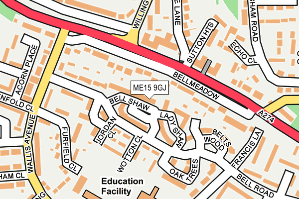 ME15 9GJ map - OS OpenMap – Local (Ordnance Survey)