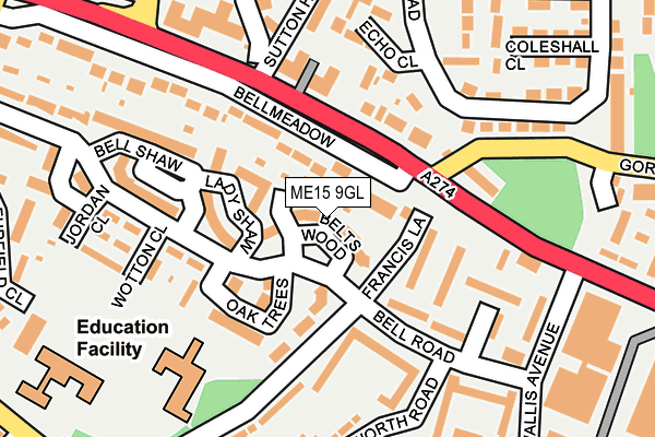 ME15 9GL map - OS OpenMap – Local (Ordnance Survey)