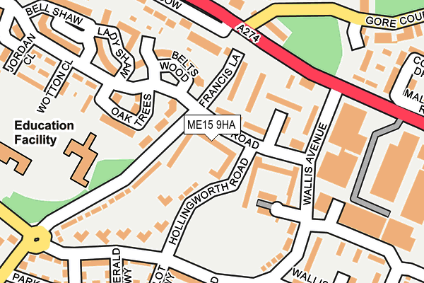 ME15 9HA map - OS OpenMap – Local (Ordnance Survey)