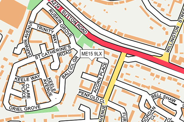 ME15 9LX map - OS OpenMap – Local (Ordnance Survey)