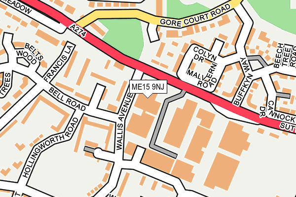 ME15 9NJ map - OS OpenMap – Local (Ordnance Survey)