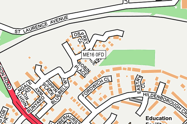 ME16 0FD map - OS OpenMap – Local (Ordnance Survey)