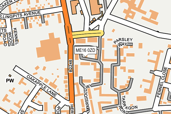 ME16 0ZD map - OS OpenMap – Local (Ordnance Survey)