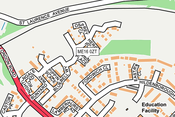 ME16 0ZT map - OS OpenMap – Local (Ordnance Survey)