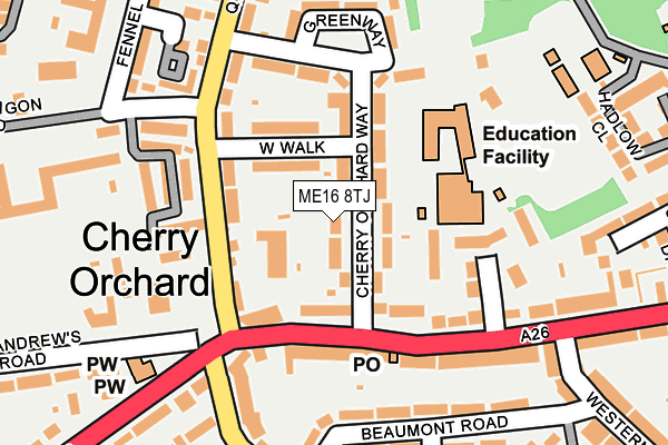 ME16 8TJ map - OS OpenMap – Local (Ordnance Survey)