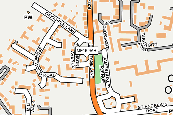 ME16 9AH map - OS OpenMap – Local (Ordnance Survey)