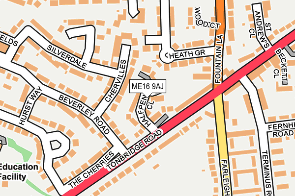 ME16 9AJ map - OS OpenMap – Local (Ordnance Survey)
