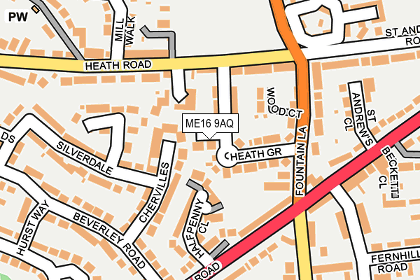 ME16 9AQ map - OS OpenMap – Local (Ordnance Survey)
