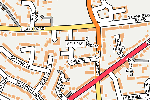 ME16 9AS map - OS OpenMap – Local (Ordnance Survey)