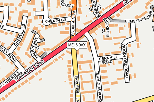 ME16 9AX map - OS OpenMap – Local (Ordnance Survey)