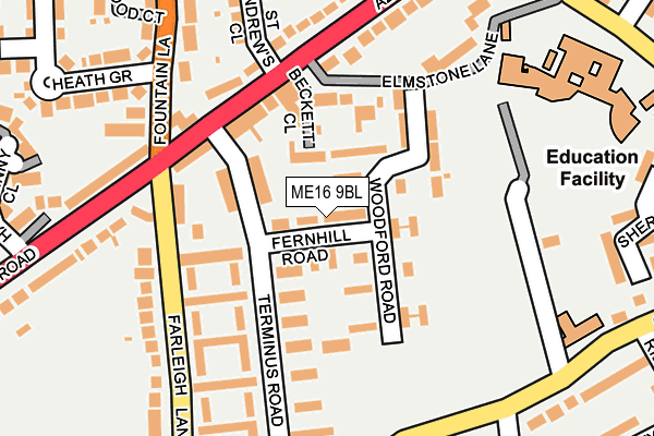ME16 9BL map - OS OpenMap – Local (Ordnance Survey)
