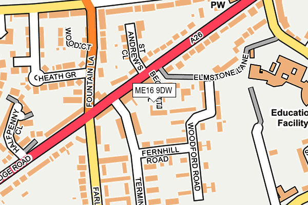 ME16 9DW map - OS OpenMap – Local (Ordnance Survey)