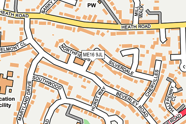 ME16 9JL map - OS OpenMap – Local (Ordnance Survey)