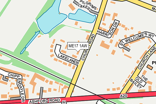 ME17 1AW map - OS OpenMap – Local (Ordnance Survey)