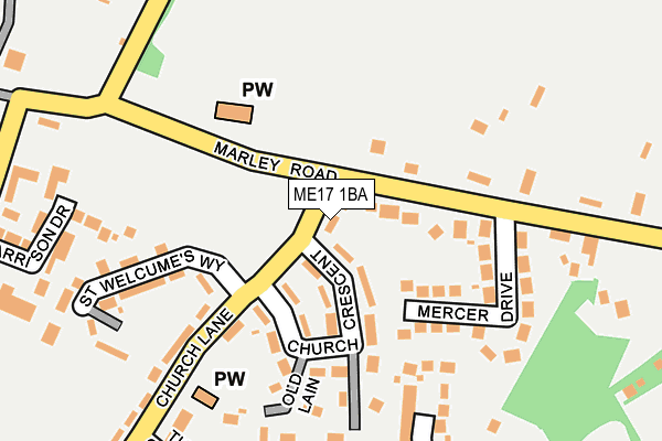 ME17 1BA map - OS OpenMap – Local (Ordnance Survey)