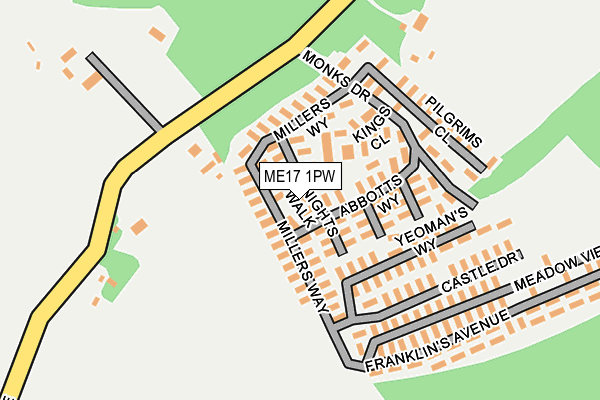 ME17 1PW map - OS OpenMap – Local (Ordnance Survey)