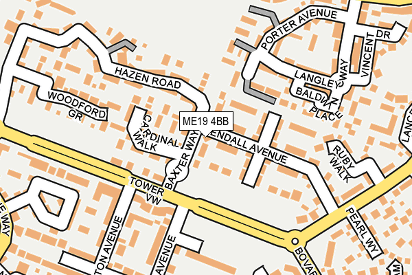 ME19 4BB map - OS OpenMap – Local (Ordnance Survey)