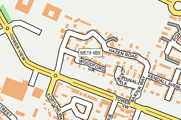 ME19 4BX map - OS OpenMap – Local (Ordnance Survey)