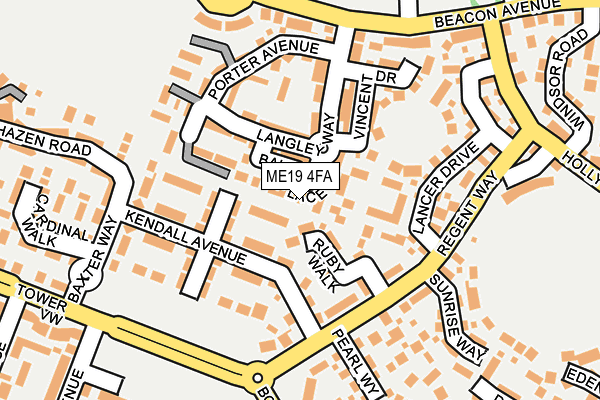 ME19 4FA map - OS OpenMap – Local (Ordnance Survey)