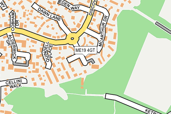 ME19 4GT map - OS OpenMap – Local (Ordnance Survey)