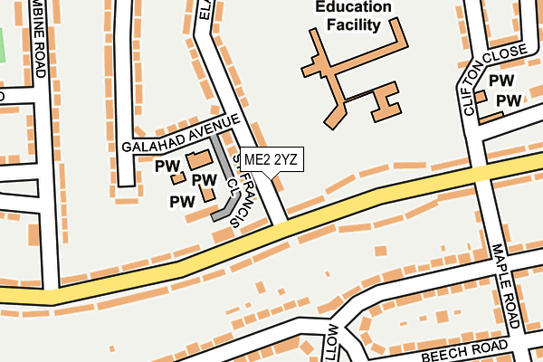 ME2 2YZ map - OS OpenMap – Local (Ordnance Survey)