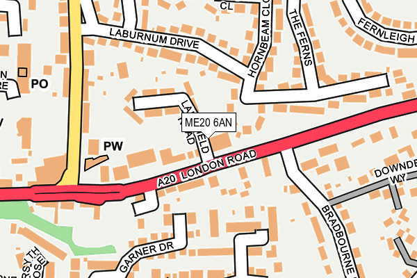 ME20 6AN map - OS OpenMap – Local (Ordnance Survey)