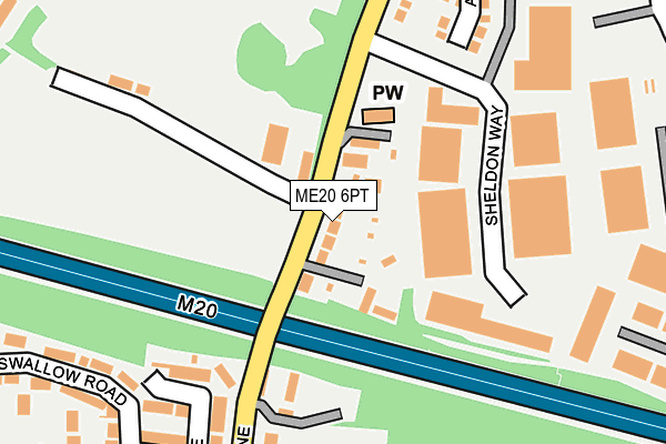 ME20 6PT map - OS OpenMap – Local (Ordnance Survey)